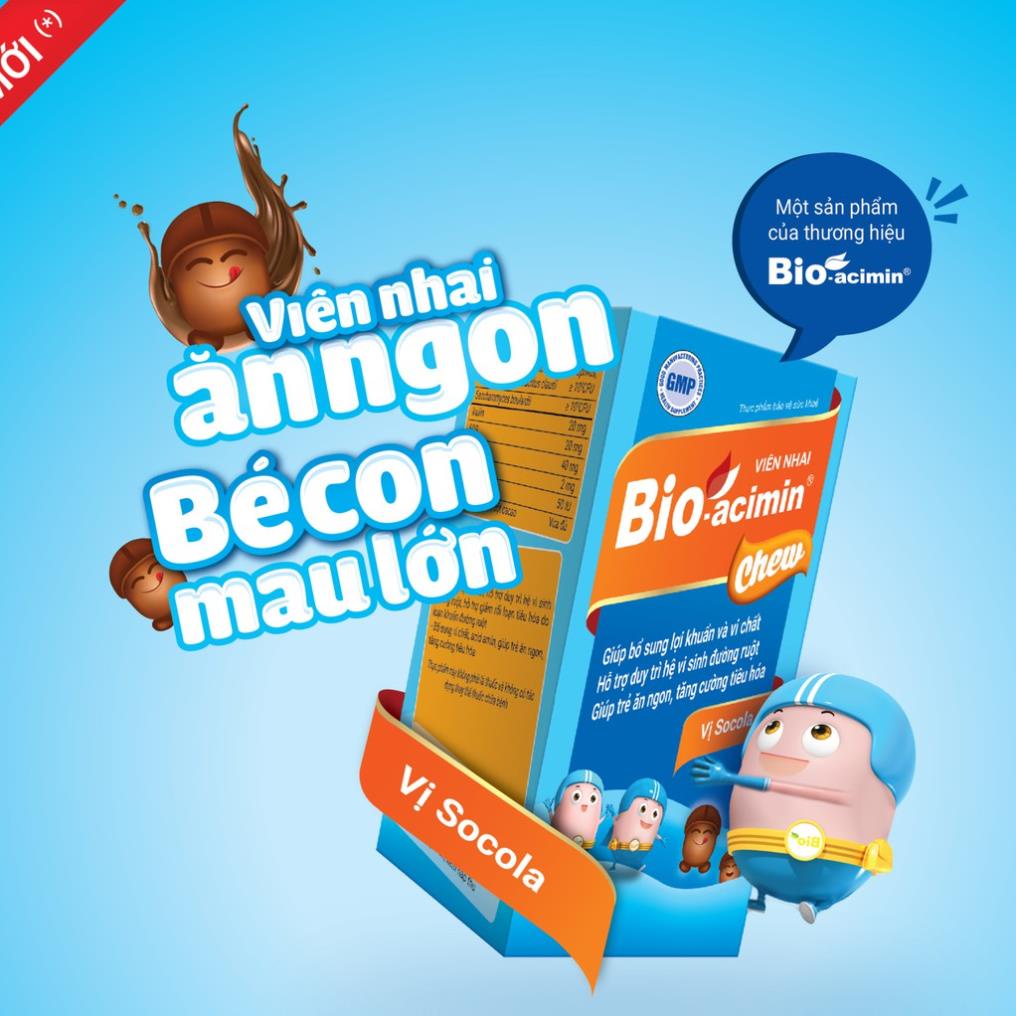 Bio-acimin Chew – Viên nhai ăn ngon, bé con mau lớn (Lọ 60 viên)