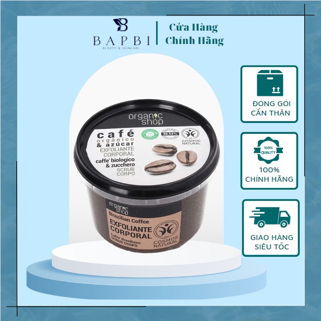 Tẩy Tế Bào Chết Toàn Thân Organic Coffee &amp; Sugar Body Scrub 250ml