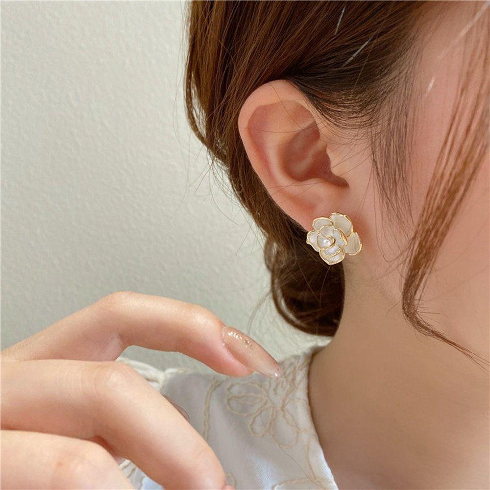 Bông Tai Dáng Dài Hình Hoa Hồng Phong Cách Pháp Thanh Lịch Cho Nữ 2Lilife