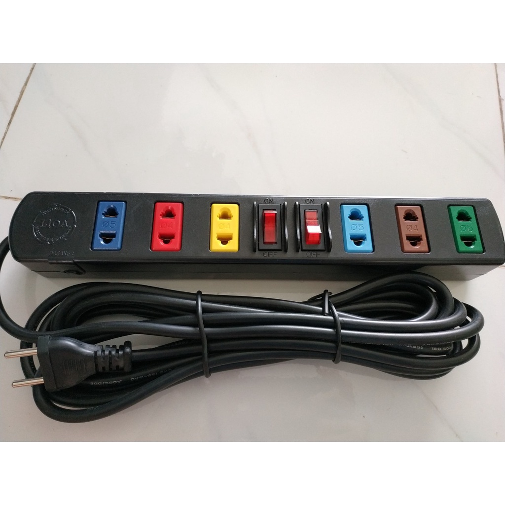 Ổ cắm LIOA 6 ổ 2 công tắc 6S3 & 6S5 - bảo vệ quá tải bằng CB