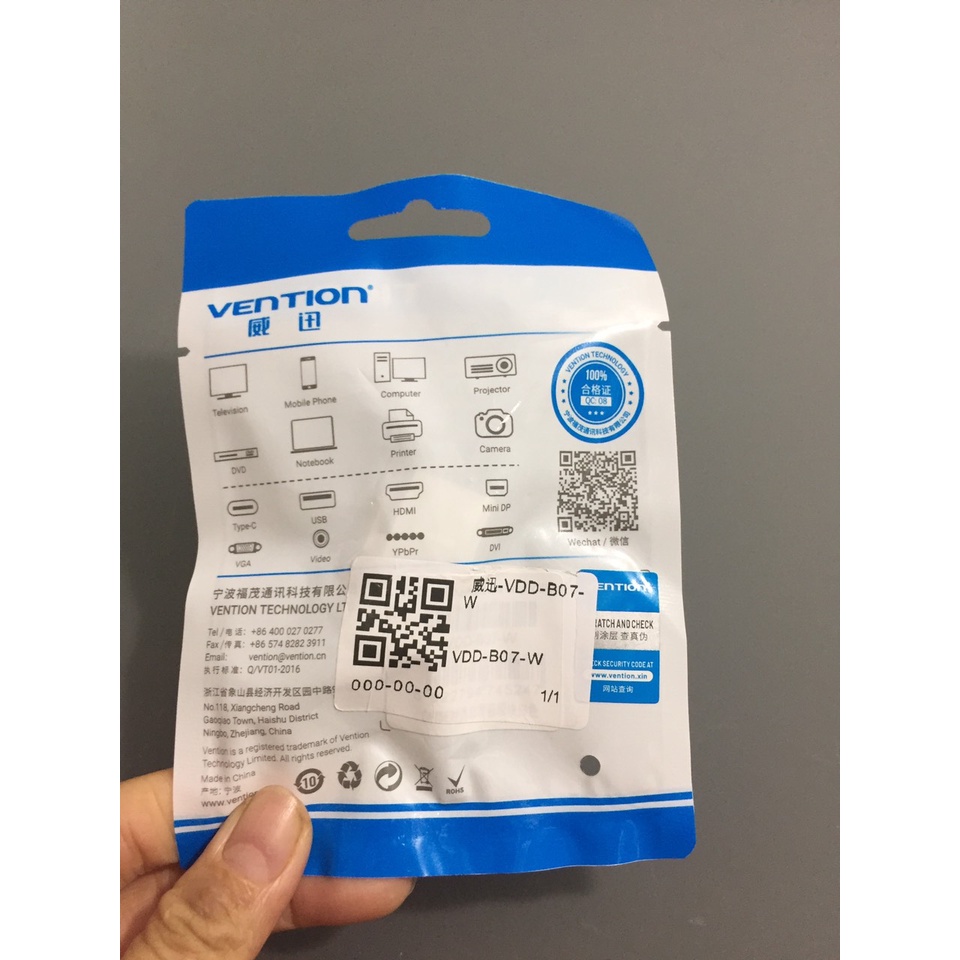 Đầu nối dài cáp mạng Cat5e Vention VDD-B07-W