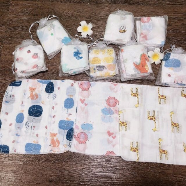 Khăn sữa cotton sợi tre aden ( túi 10 chiếc).