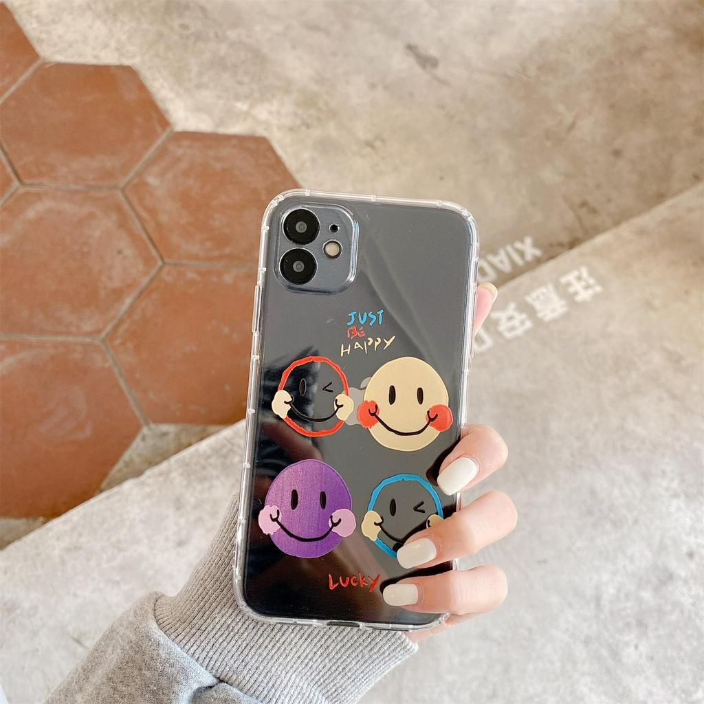 Ốp điện thoại tpu mềm trong suốt in hình mặt cười thích hợp cho iPhone 13 Mini 12 11 Pro X XR XS Max 7 8 Plus SE 2