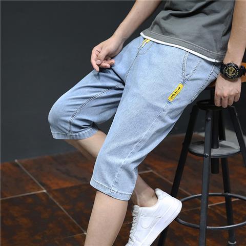 Quần Jeans Lửng Siêu Mỏng 7 Tấc Dáng Rộng Ống Thẳng Dễ Phối Đồ Cho Nam