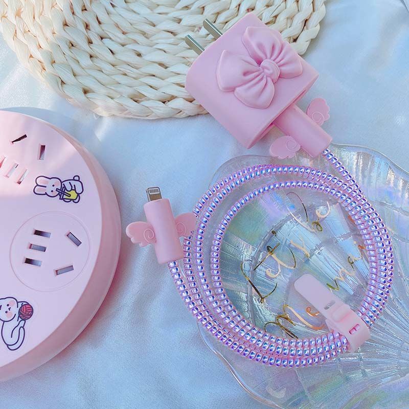 Phụ Kiện Bảo Vệ Dây Cáp Sạc soft silicone bow style chargering cover compatible for