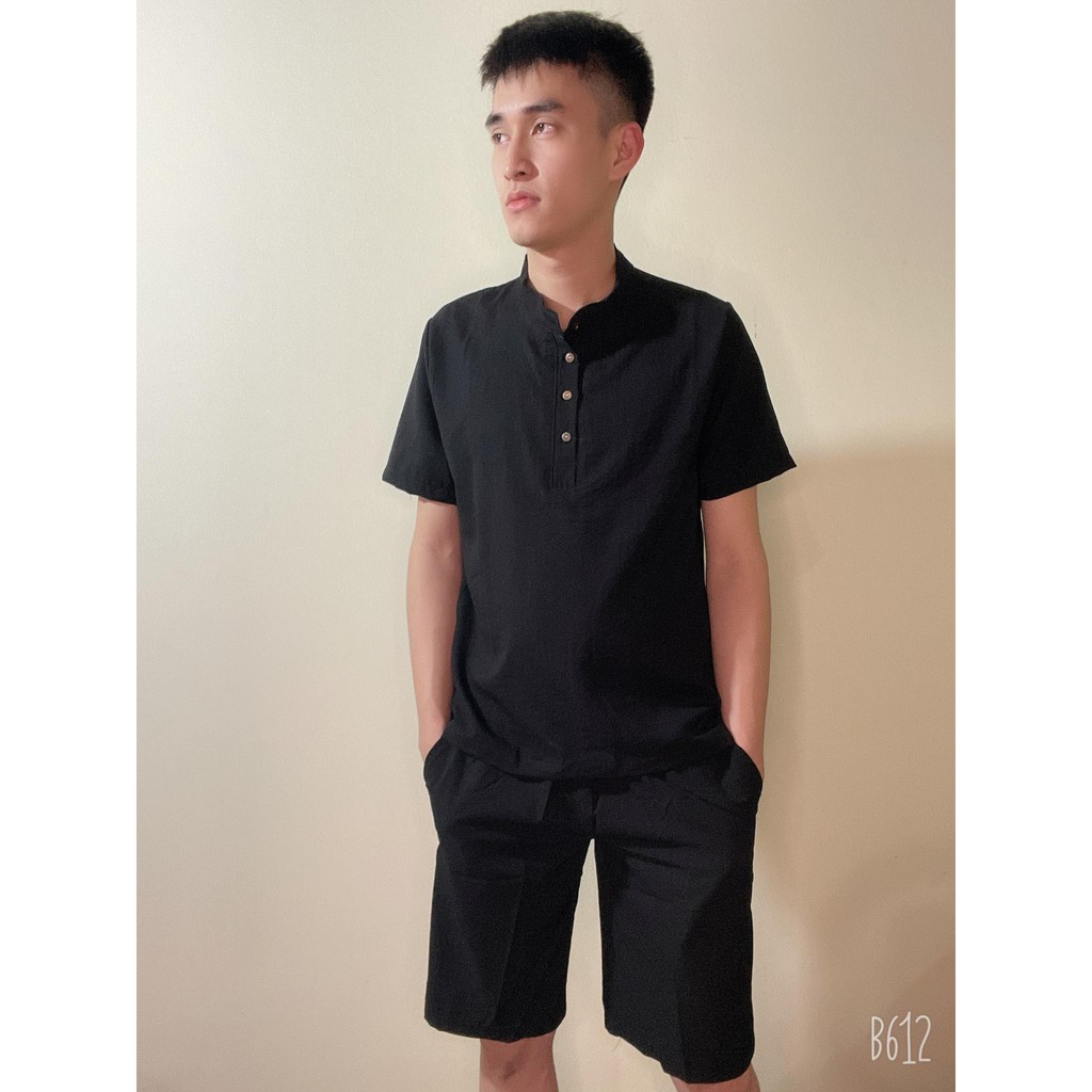 Bộ đũi nam cổ tàu chất vải đũi thái ,đồ bộ mùa hè cộc tay mềm mịn thoáng mát | BigBuy360 - bigbuy360.vn