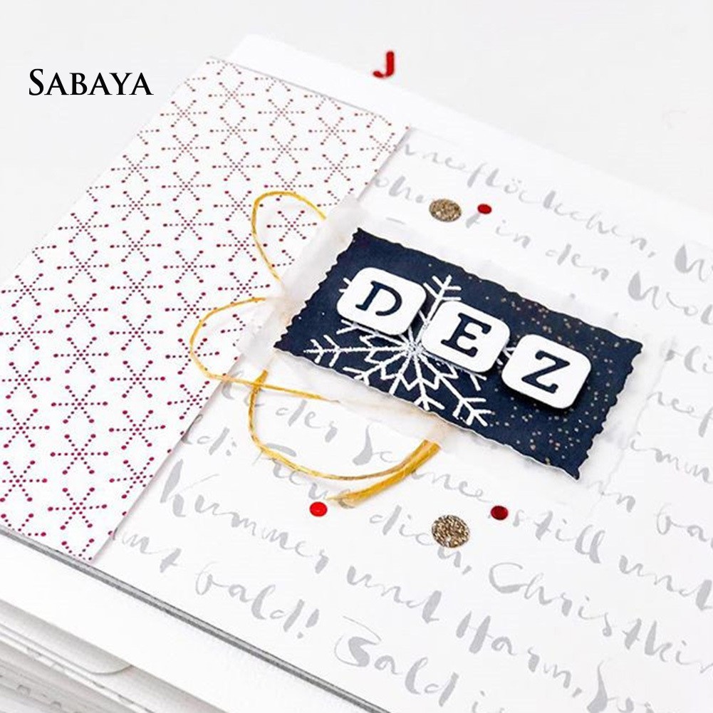 Bộ khuôn cắt giấy tạo hình chữ làm từ kim loại hình vuông in chữ trang trí Scrapbook