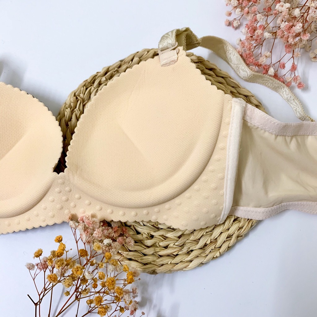 Áo lót nữ su đúc không gọng định hình đệm dày 2cm nâng đẩy ngực chống trượt chống sa trễ (V-08A)