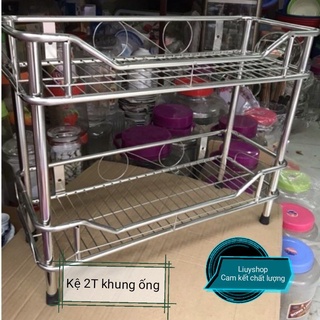 Kệ 2 tầng inox đẹp úp bát, cốc, để gia vị...
