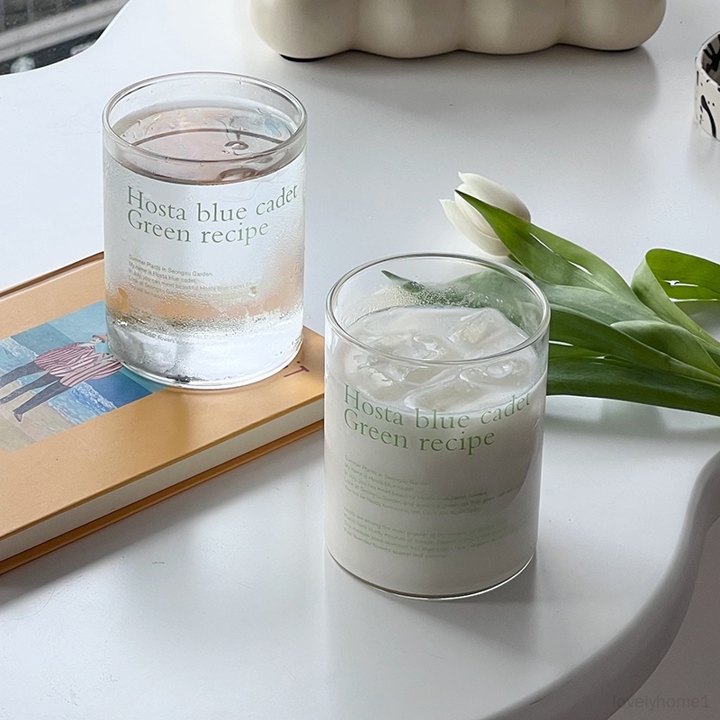 Kính Cốc Thủy Tinh Chịu Nhiệt In Chữ Tiếng Anh Phong Cách Hàn Quốc