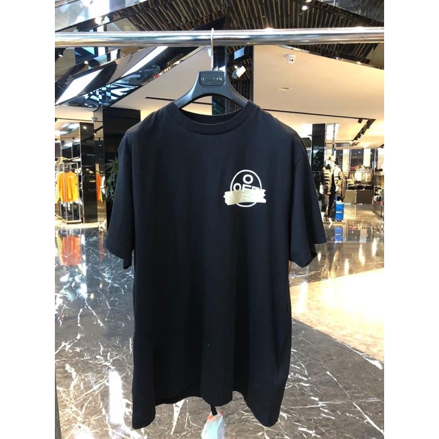 Off white Áo Thun Tay Ngắn Cổ Tròn Dáng Rộng Họa Tiết Băng Cát Sét Vàng Thời Trang Mùa Hè Cho Nam Và Nữ