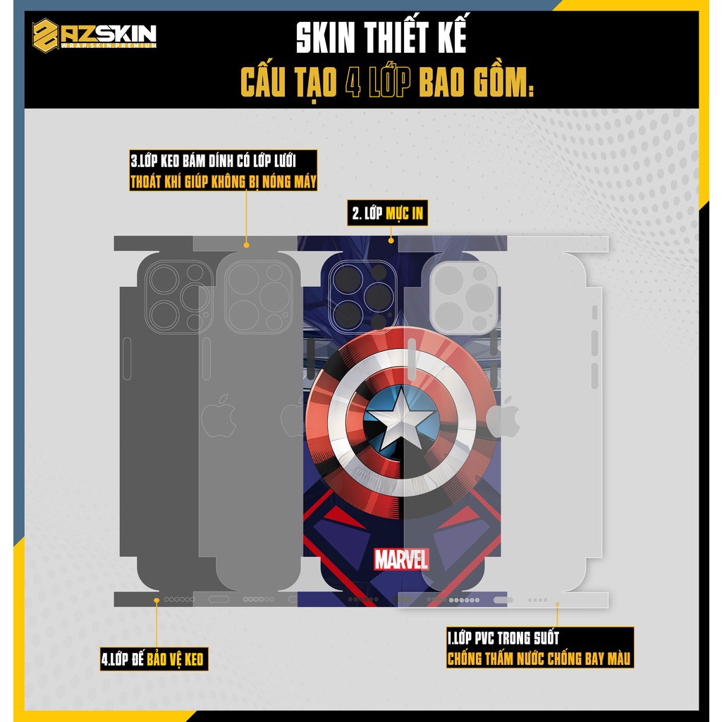 Dán Skin Marvel IPhone 14/14 Pro/Plus/14 pro Max |SK_IPDA06| Film Cao Cấp Chống Va Đập, Chông Xước, Dán Full Lưng Viền
