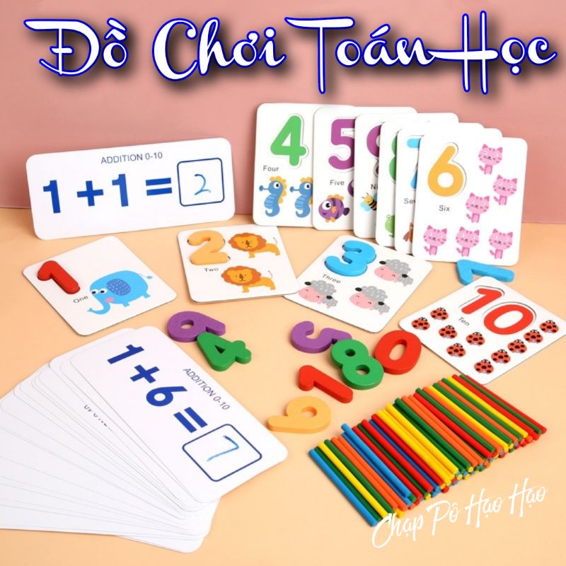 ĐỒ CHƠI TOÁN HỌC MONTESSORI - BỘ THẺ HỌC SỐ ĐẾM/PHÉP TÍNH KÈM QUE TÍNH CHO BÉ