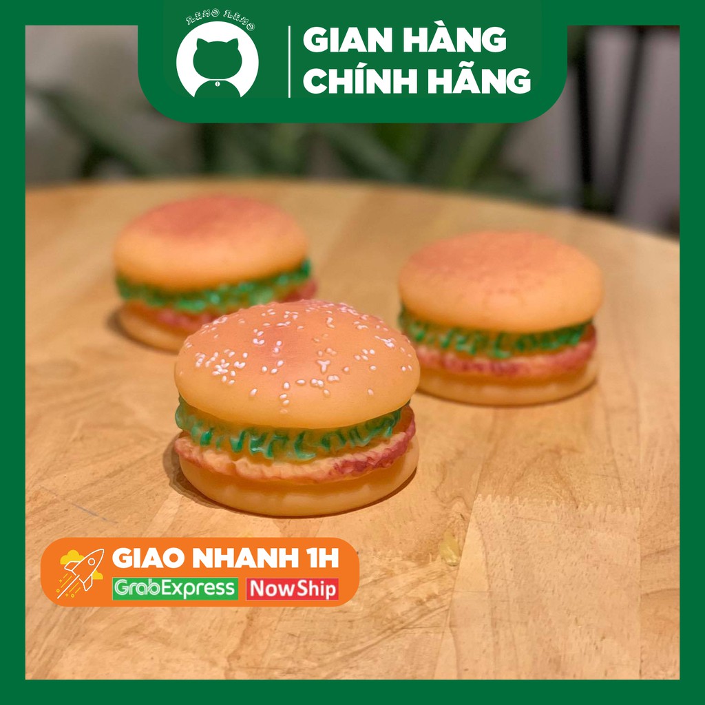 Đồ chơi cho chó mèo bánh hamburger bằng nhựa có kèn kêu chíp chíp đáng yêu