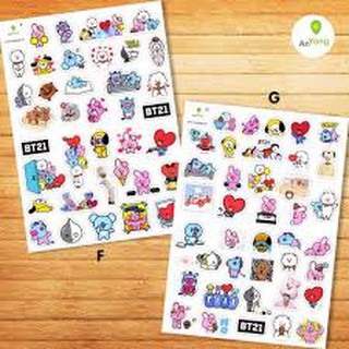 Set 5 Sticker hình dán BT21 BTS