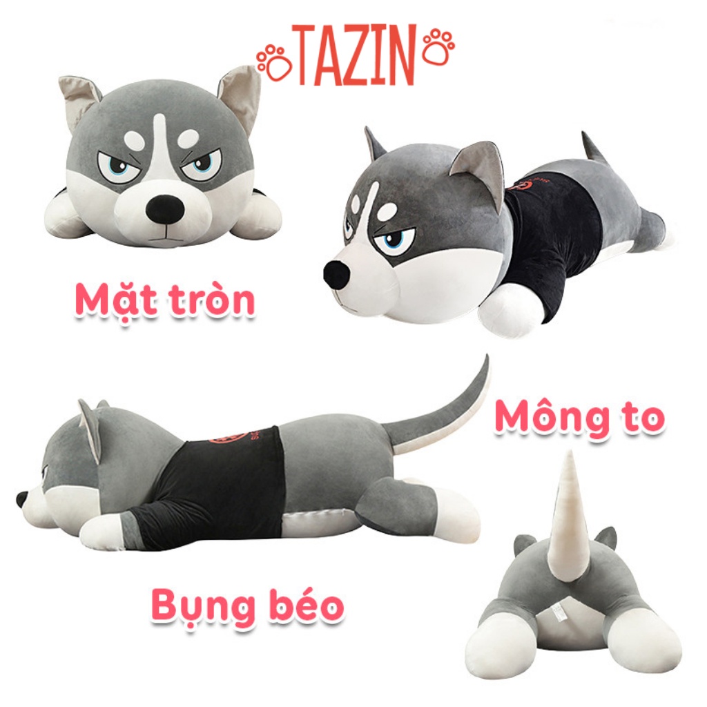 Gấu bông chó husky, gối ôm chó husky bông mềm mịn cao cấp Tazin