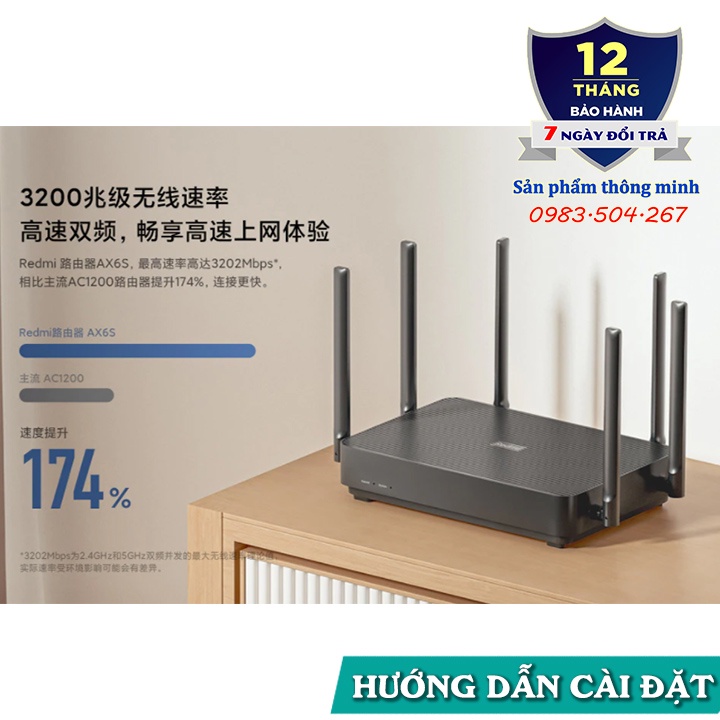 Bộ phát Wifi Router Xiaomi Redmi AX6S hỗ trợ - Wifi 6 - Mesh - 248 thiết bị