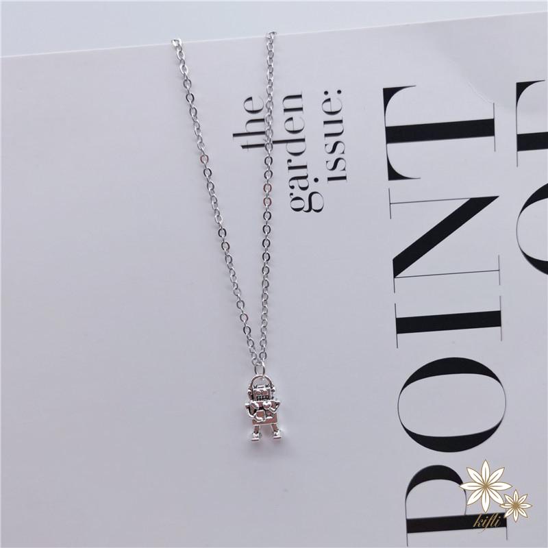 Vòng cổ mặt dây hình robot mini dễ thương phong cách hiphop thời trang