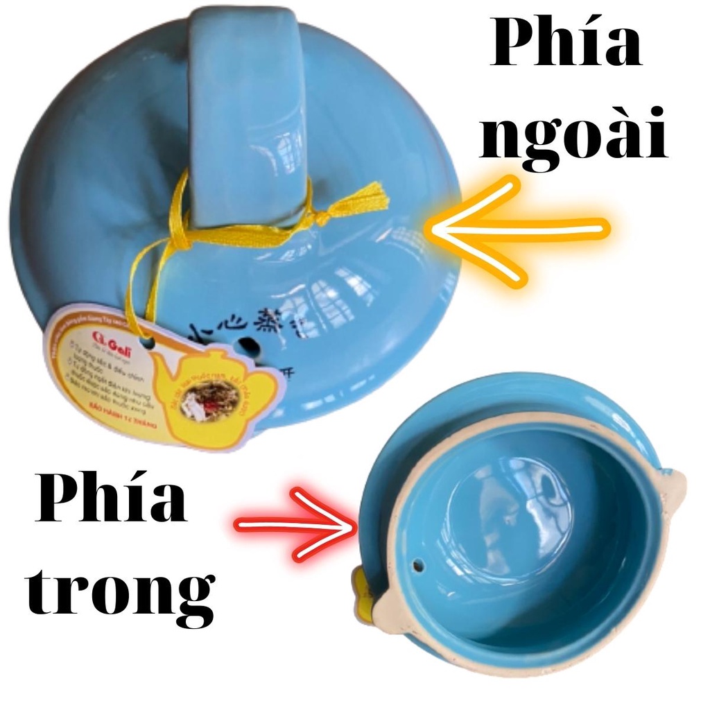 Nắp đậy ấm nấu thảo dược Gali siêu sắc có dung tích từ 3,3 lít, đường kính nắp từ 10 đến 11.5 cm bằng gốm, đủ mầu