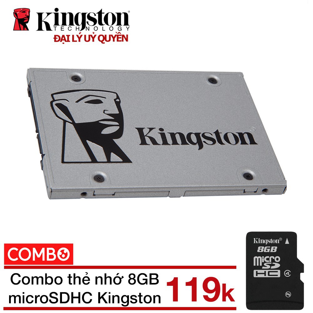 Combo Ổ cứng SSD 240GB NOW A400 Kingston + Thẻ nhớ 8GB micro SDHC Kingston class 4 - Hãng phân phối chính thức