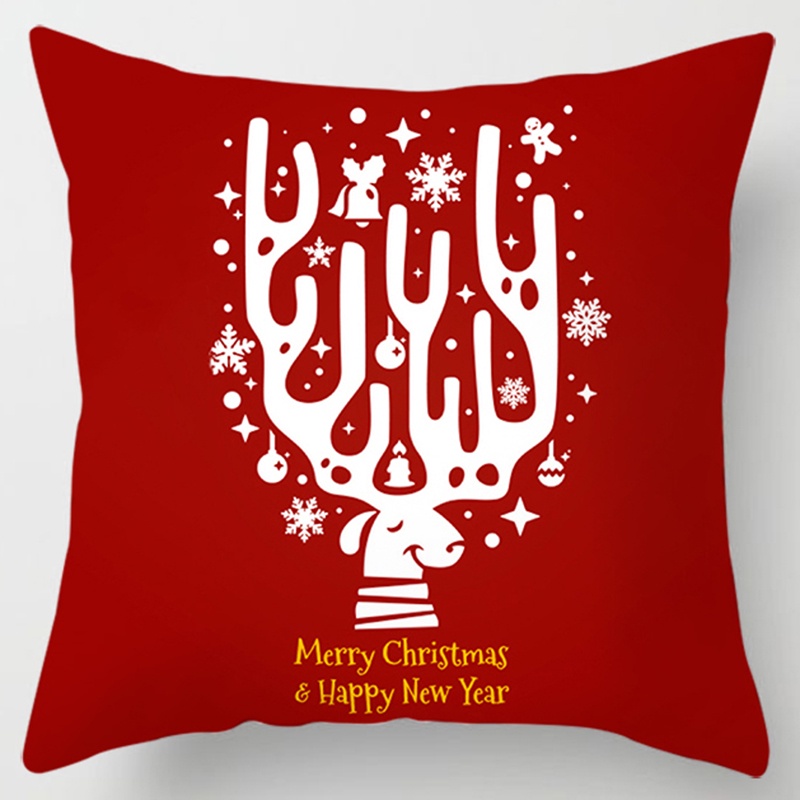 Vỏ gối vuông họa tiết phong cách Giáng Sinh kích thước 45x45cm đáng yêu