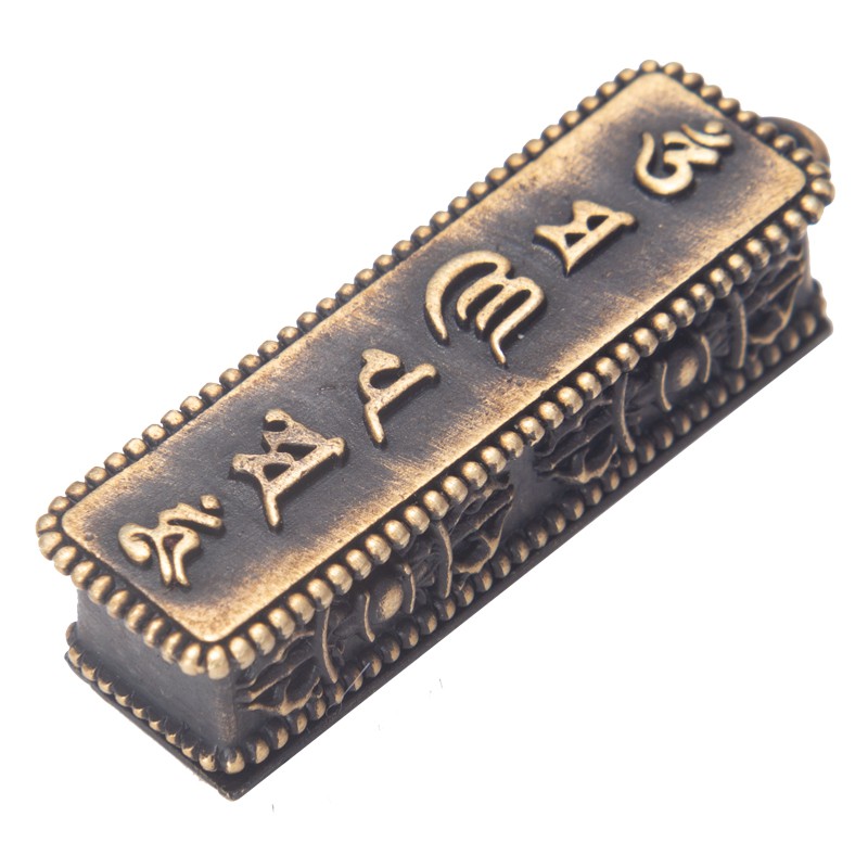 ♞Phật giáo Tây Tạng Nepal Mặt dây chuyền hộp Gawu bằng đồng nguyên chất thần chú sáu ký tự Vajra Shurangama Mantra Bùa hộ mệnh