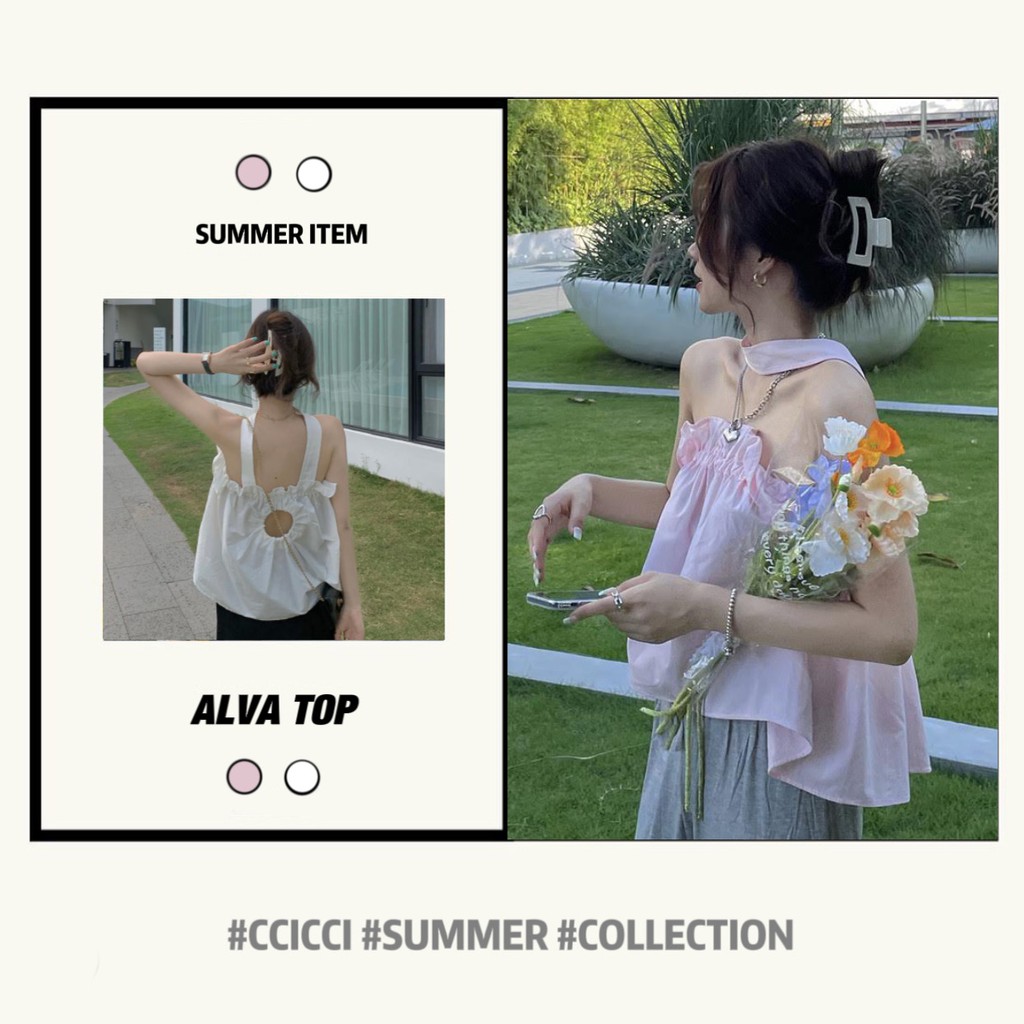 Alva Top - Áo Ống Kiểu Cổ Lạ Mắt Bo Chun Co Giãn Ulzzang (ảnh thật)