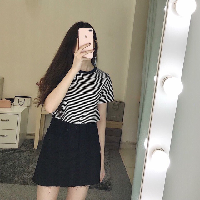 Chân váy đen/trắng Asos form A | BigBuy360 - bigbuy360.vn