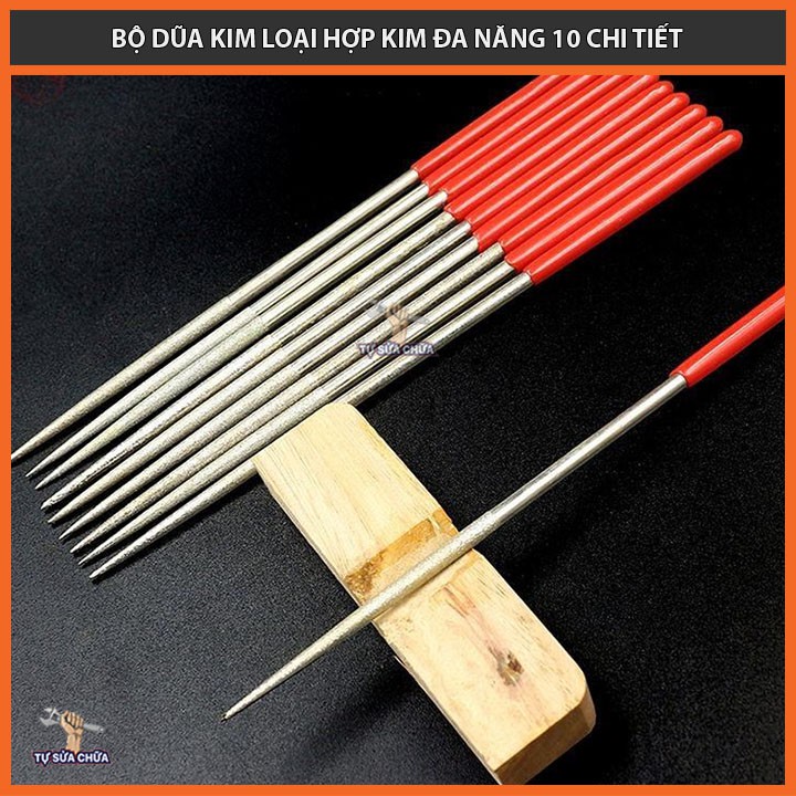 Bộ dũa mài kim loại hợp kim đa năng 10 cây các size 5x180mm, 4x160mm, 3x140mm, dũa kim cương loại xịn chính hãng DIAMOND