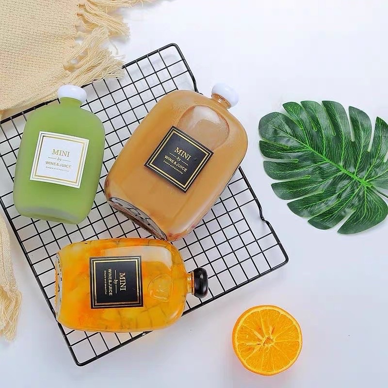 Chai thuỷ tinh 350ml dáng dẹt đựng rượu, cafe, nước ép, trang trí decor..
