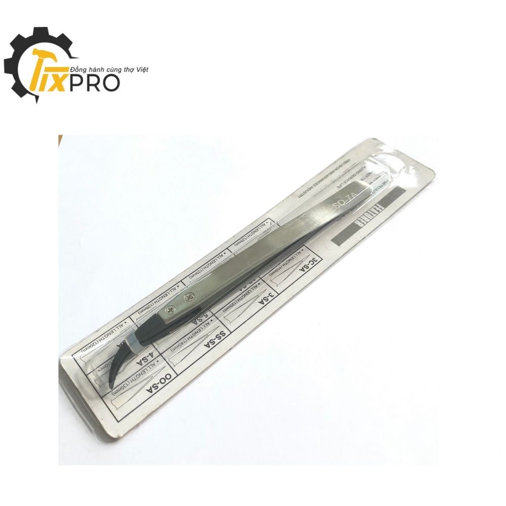 Nhíp gắp linh kiện ESD-7A đầu nhựa uốn cong chống tĩnh điện, thân thép ko gỉ