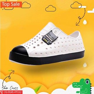 giày native💖FREESHIP💖giày native họa tiết trắng mũi đen NATIVECROSS6CZ tặng thêm 2 sticker native