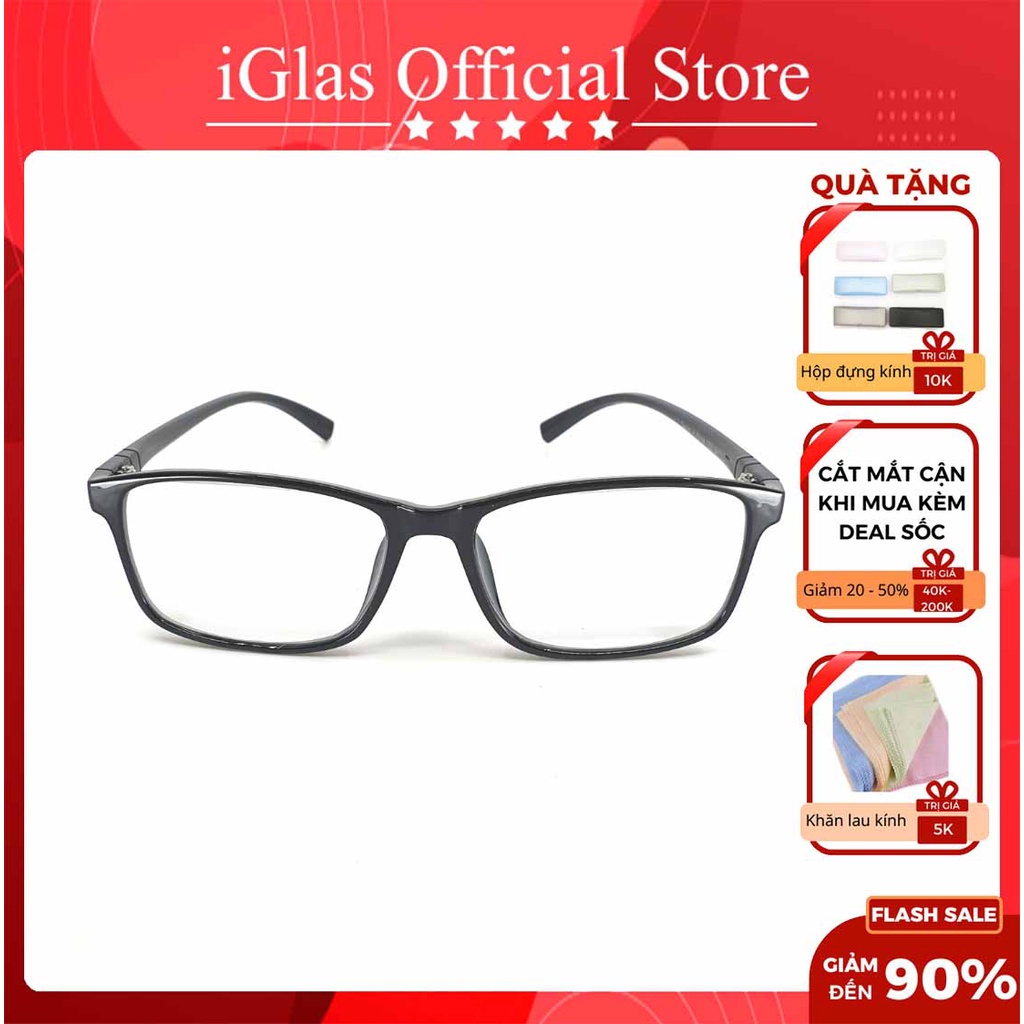 ◎❁✷Gọng Kính Cận Chất Liệu Nhựa Màu Đen Dành Cho Nam Nữ iGlas058, Dáng Mắt Vuông, Phù Hợp Với Học Sinh, Sinh Viên