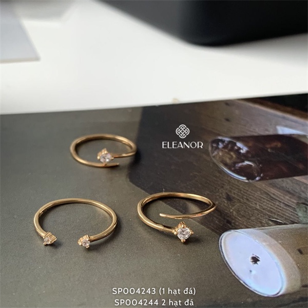Nhẫn nữ hở bạc 925 Eleanor Accessories phụ kiện trang sức đính đá đơn giản