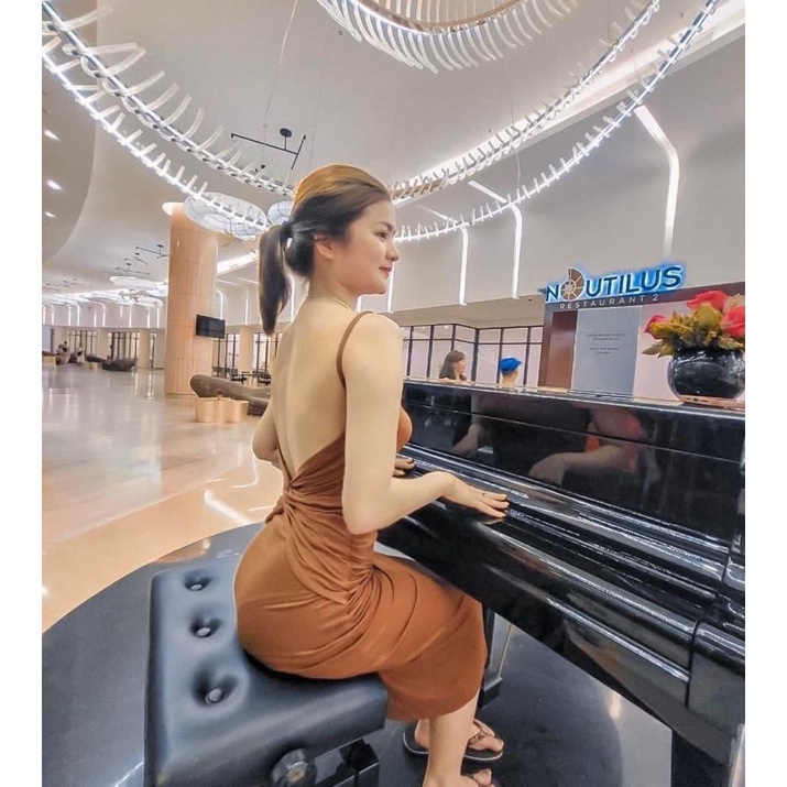 ( Ảnh thật ) V0711 Váy body xoắn lưng