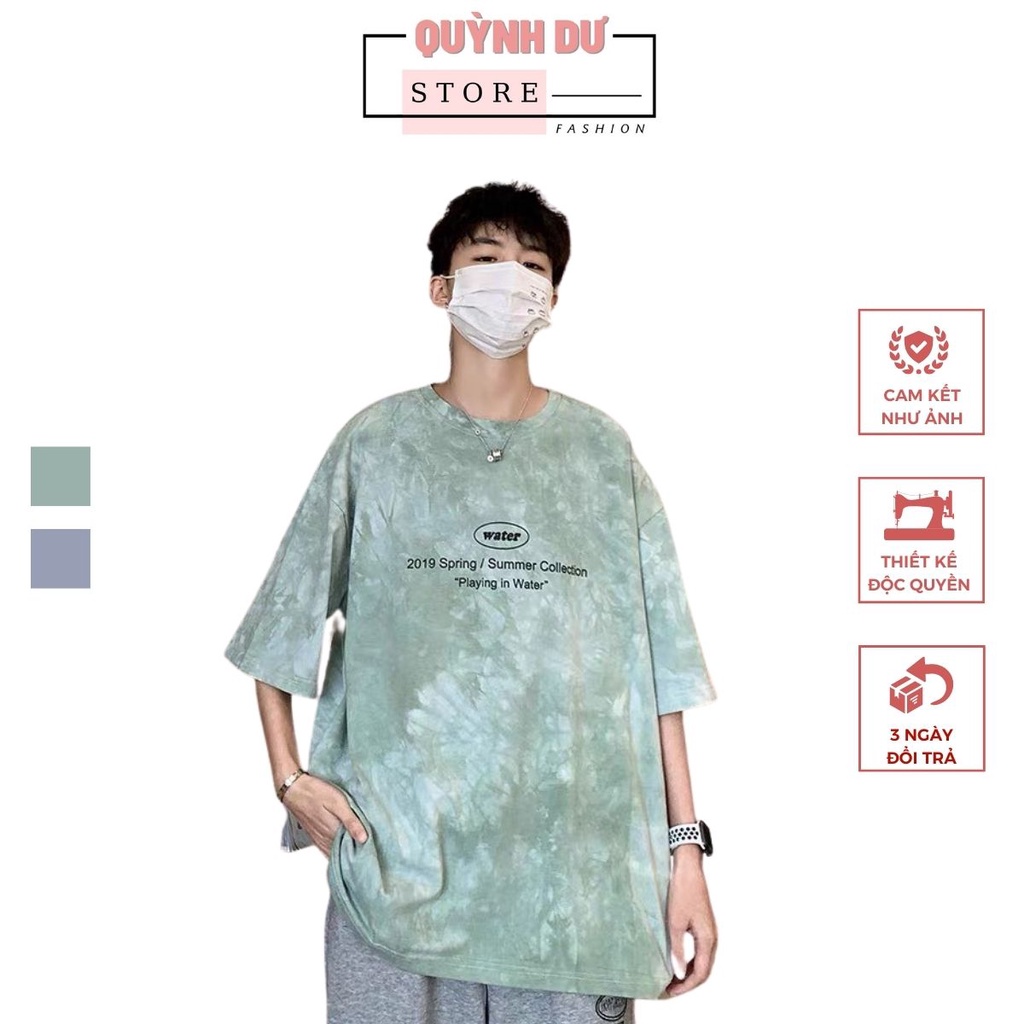 Áo thun loang màu Quỳnh Dư Store Fashion 2 màu tay lỡ from rộng siêu phong cách