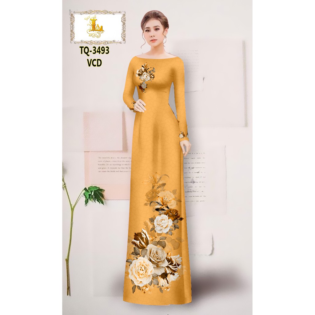 Vải áo dài in 3D_Họa tiết hoa đẹp_Hình thật_Chất lụa đẹp_HOT