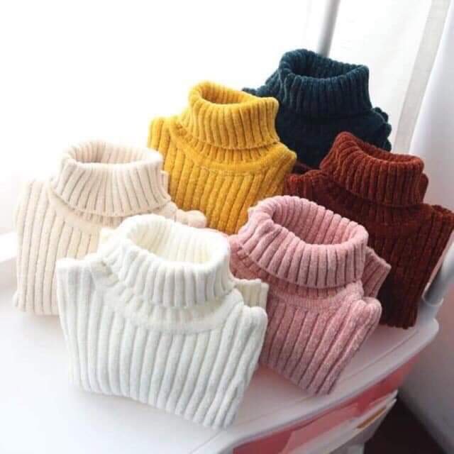 Áo len nhung tuyết cổ 10 phân mềm mịn cho bé trai bé gái - ALNT
