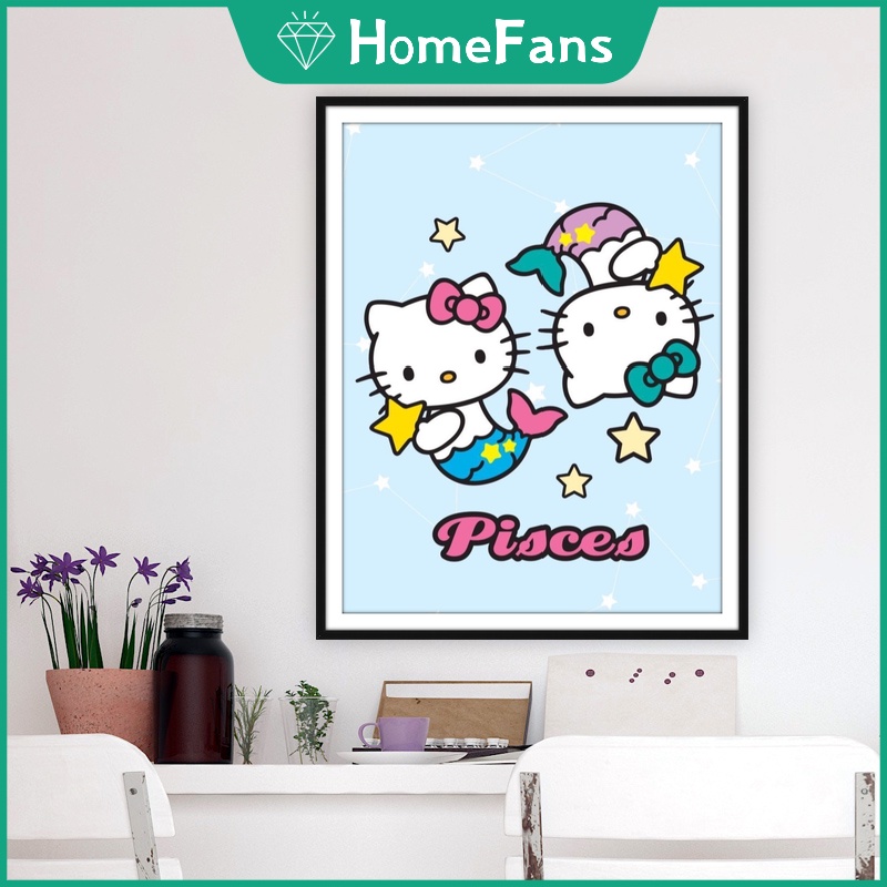 mười hai chòm sao Bộ Tranh Đính Đá 5D Tự Làm 30x40cm / 40x50cm Hình Hello Kitty