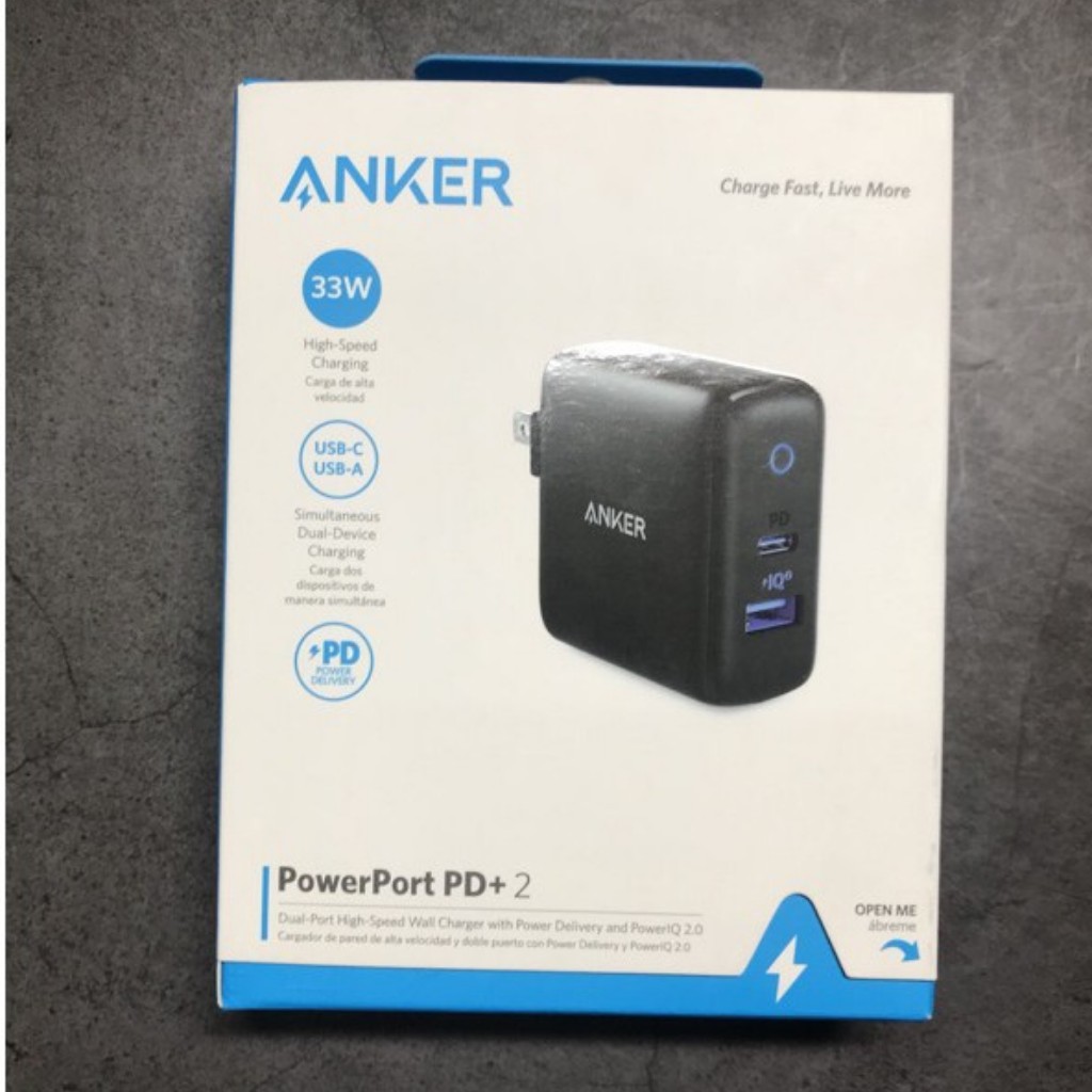 Củ sạc Anker PowerPort Pd+2 33w , Usb-c PD, PowerIQ2.0 - A2626 sạc nhanh IPhone Android