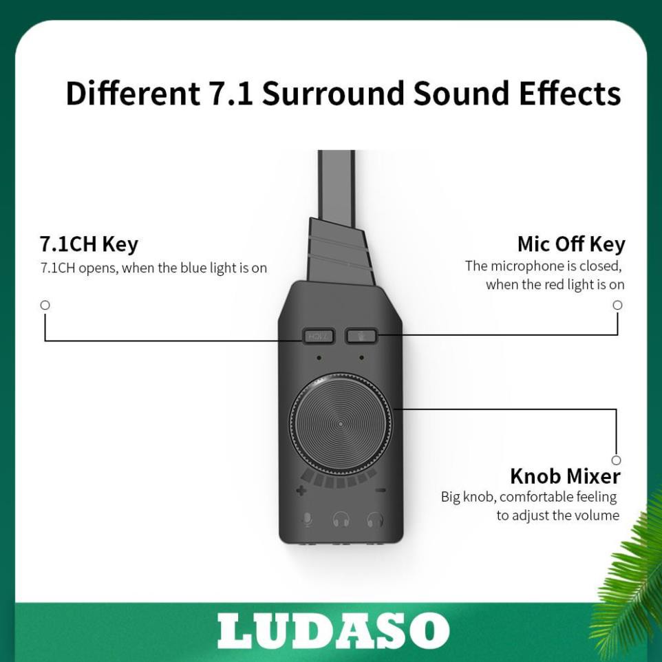Sound card âm thanh 7.1 cho máy tính PC chuyên game Plextone GS3 LUDASO
