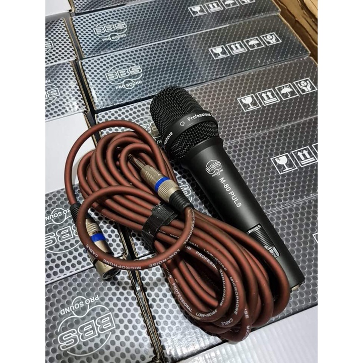 Micro Chính Hãng BBS MODEL M-80PULS, Hát Karaoke Gia Đình Có Dây, Mic Kiểu Dáng Sang Trọng Chắc Chắn, Đầm Tay - Siêu Bền