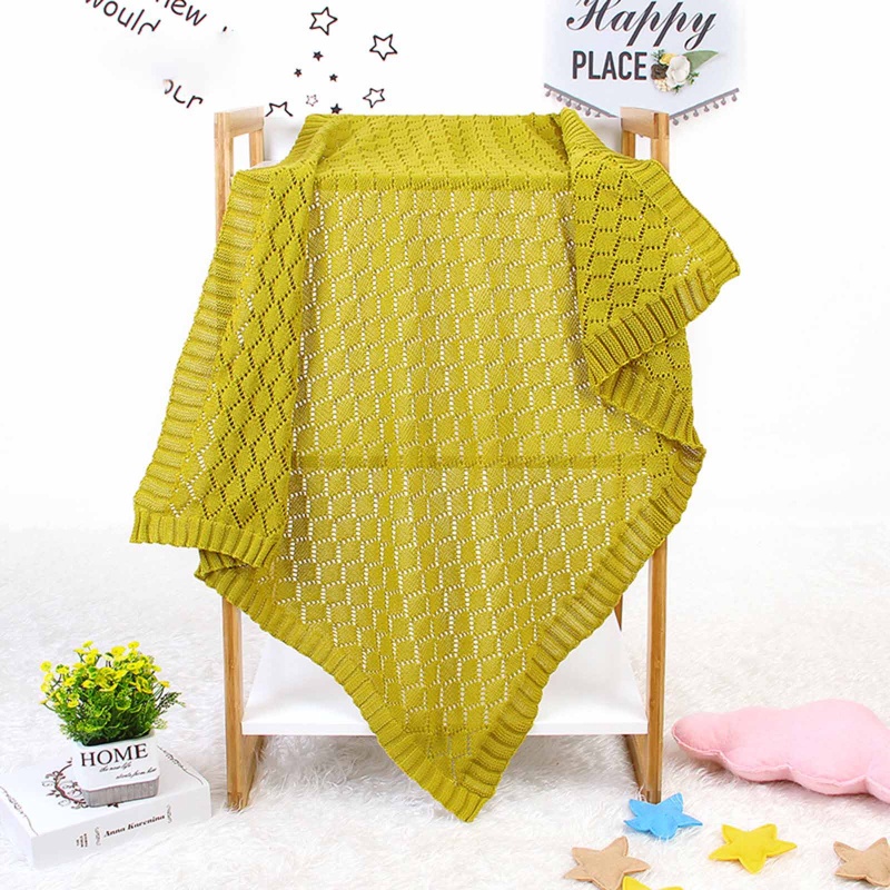 Chăn Dệt Kim Khoét Rỗng Mềm Mại Quấn Em Bé Sơ Sinh