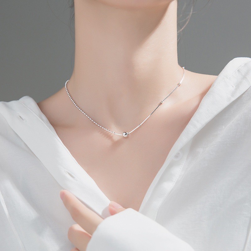 Vòng cổ Ball Choker bạc Ý 925 mạ vàng trắng cao cấp cá tính DUYSON SILVER [DCXK11]