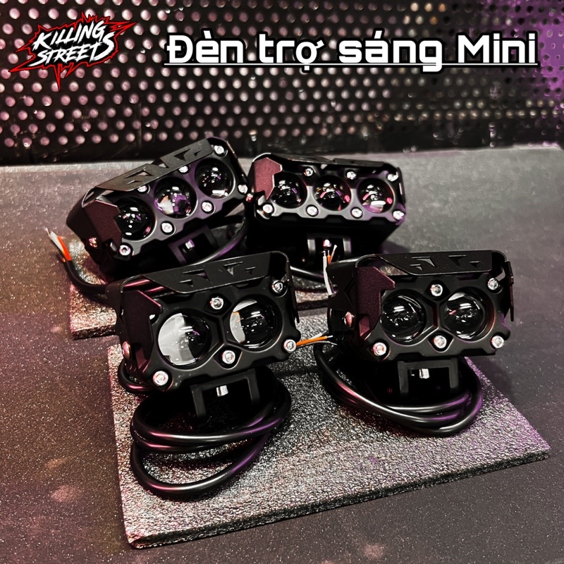 Trợ sáng Mini 2 Màu bi cầu siêu sáng xe máy, tích hợp 2 vs 3 bóng  HPlight XT-02 dành cho CRF150l, WR155r, CB150r, CB300