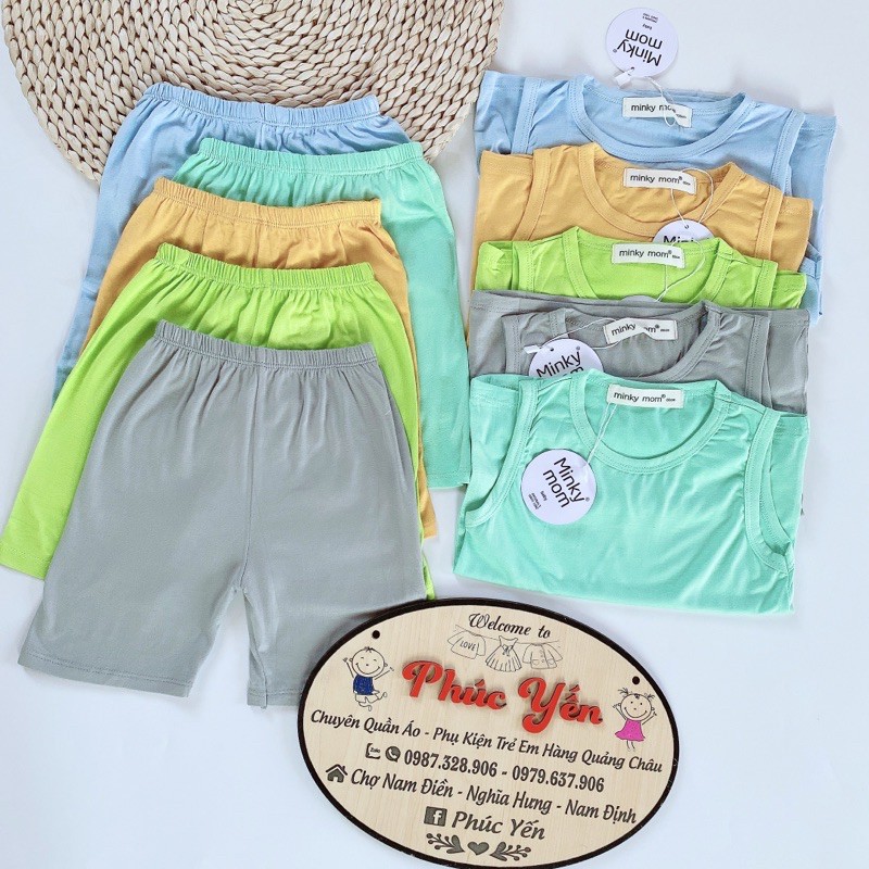[Được Chọn Màu] Bộ Ba Lỗ Màu Trơn Chất Thun Lạnh Cho Bé (6-14kg) (SP001090 )