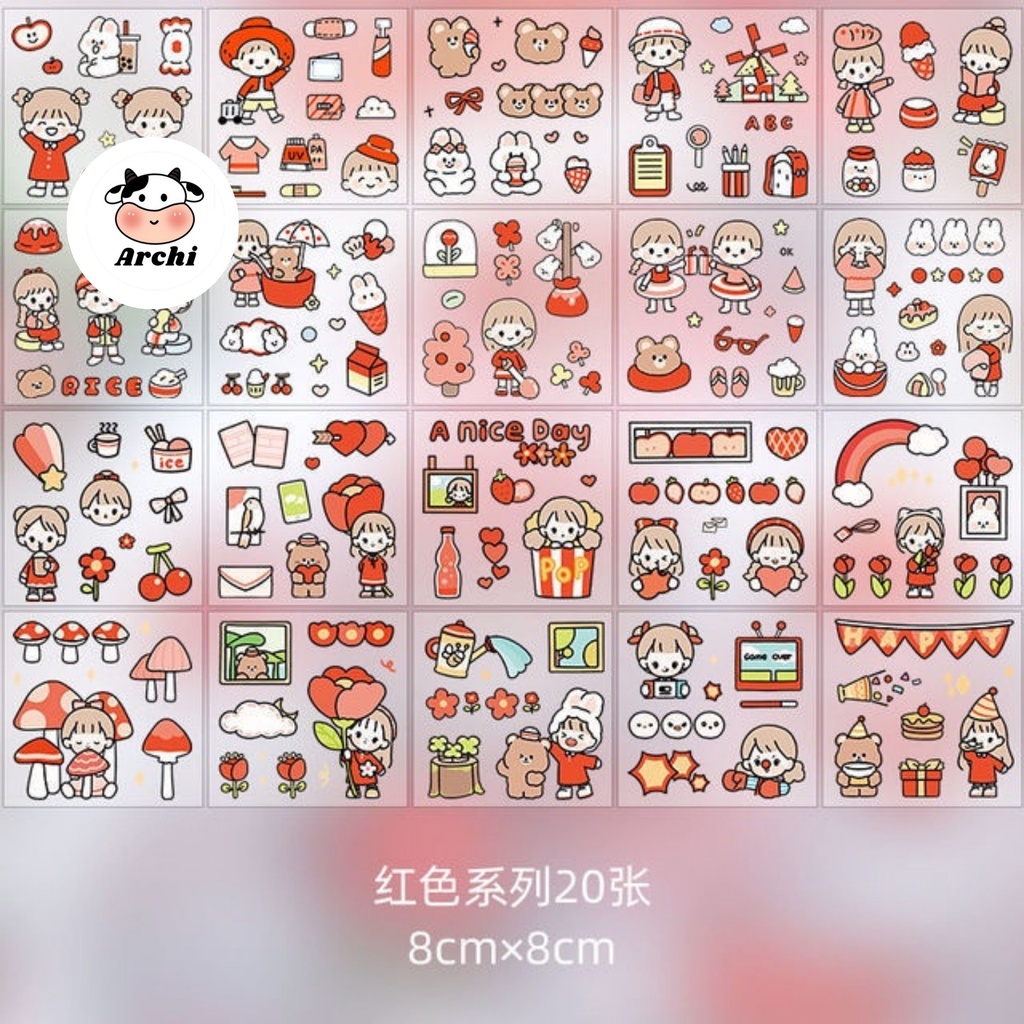 Sticker cute trang trí dán tập vở, bình nước, bút nước
