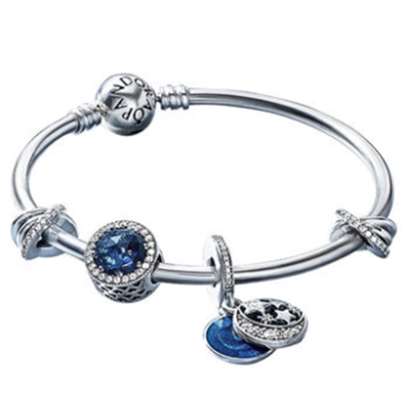 Phụ kiện trang sức Hermes Diy Câu chuyện cổ tích đầy sao mới của Pan's Star Blue Heart of the Ocean