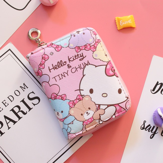 Ví nữ mini cầm tay hello kitty nhỏ xinh dễ thương da xước thời trang hàn quốc cao cấp V8