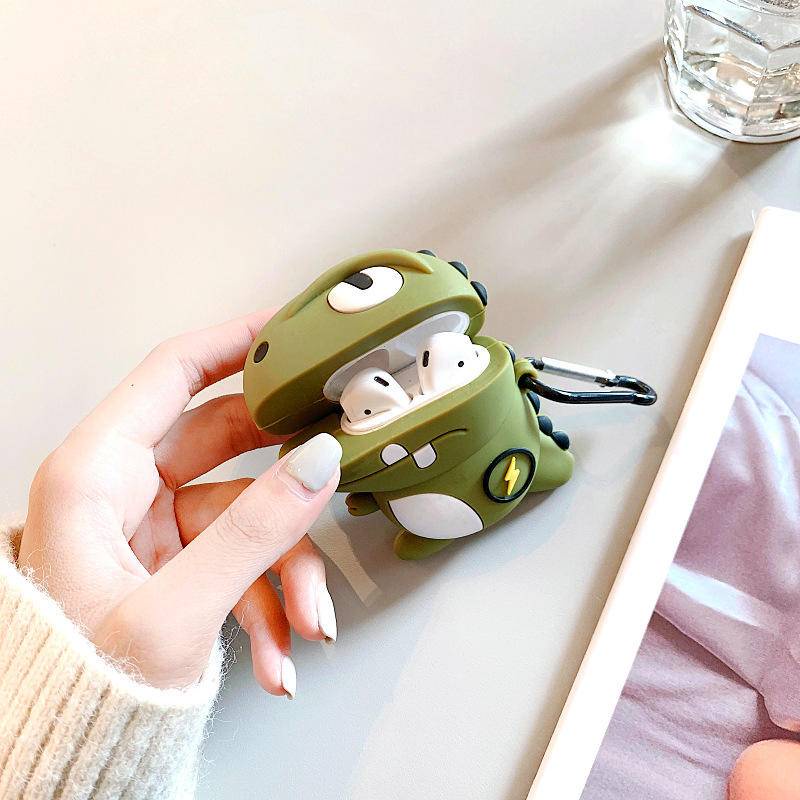 Vỏ Bảo Vệ Hộp Sạc Tai Nghe Airpods 2/ 1/2/3 Bằng Silicon Mềm Kèm Móc Khóa Tiện Dụng